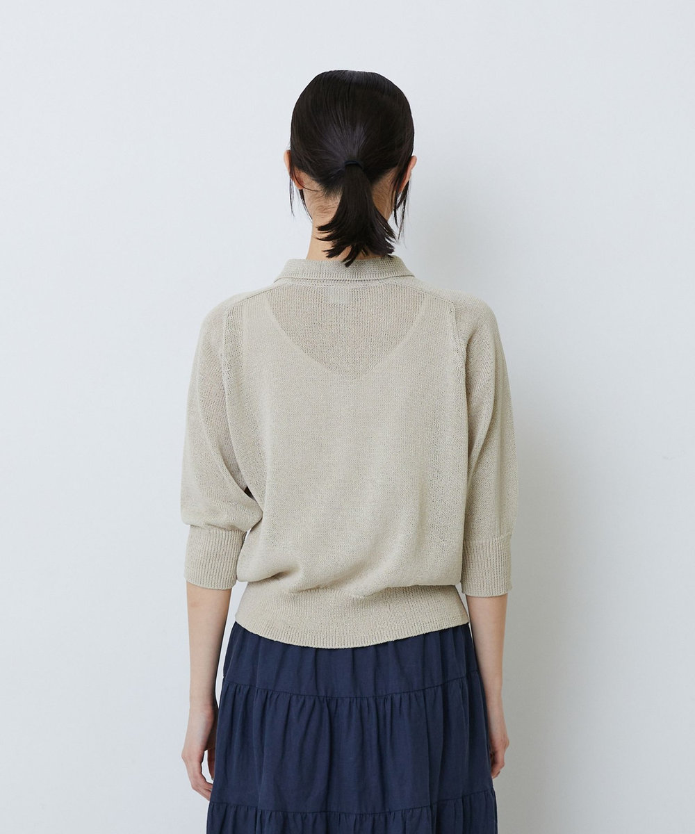 LOISIR エステル和紙透かし柄ポロニット ベージュ