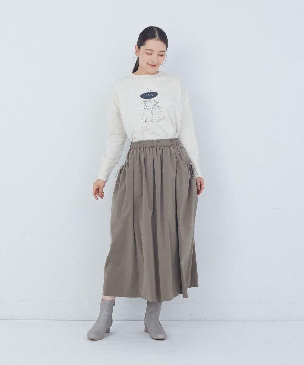 ADIEU TRISTESSE ポリエステルギャザースカート カーキ