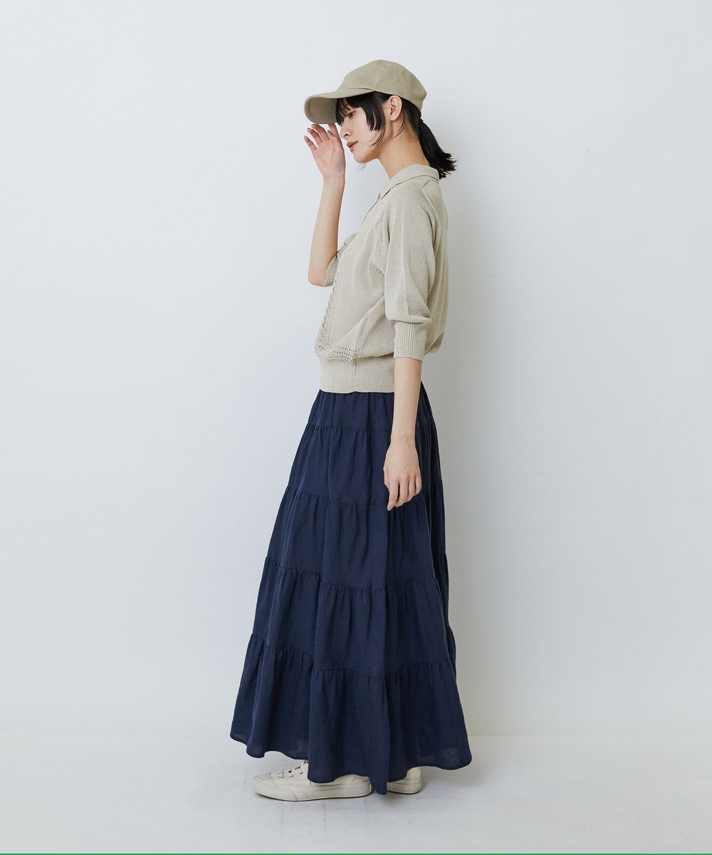 LOISIR エステル和紙透かし柄ポロニット ベージュ