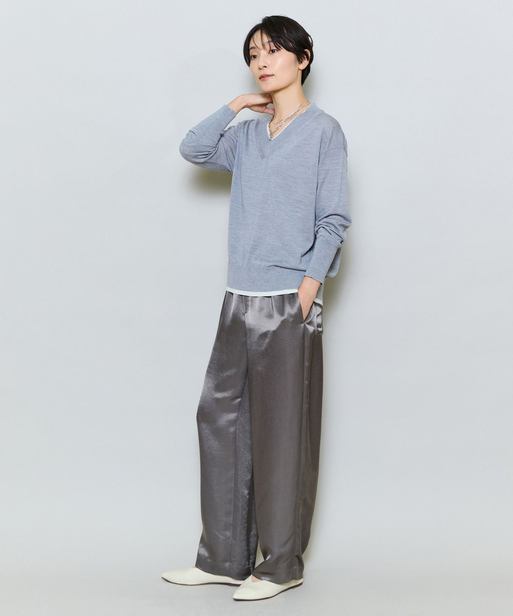 MOGA アセテートサテンコクーンシルエットパンツ モカ