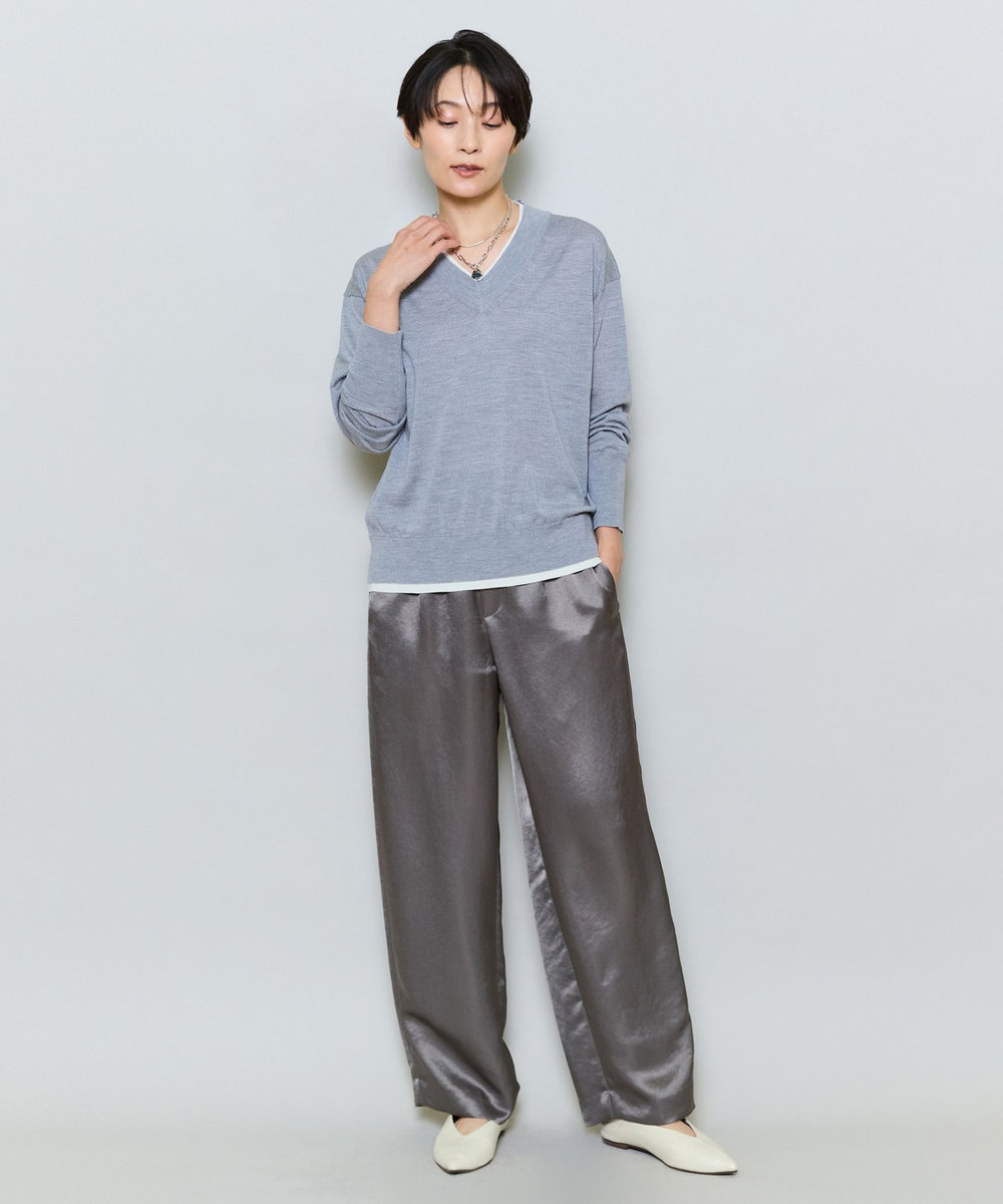 MOGA アセテートサテンコクーンシルエットパンツ モカ