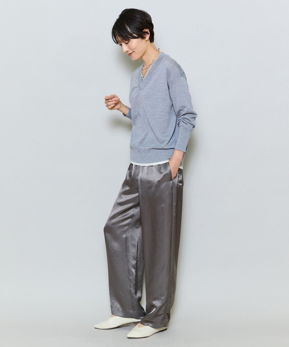 MOGA アセテートサテンコクーンシルエットパンツ モカ