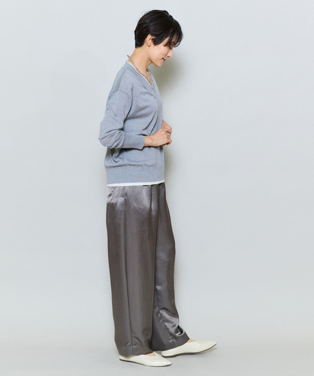 MOGA アセテートサテンコクーンシルエットパンツ モカ