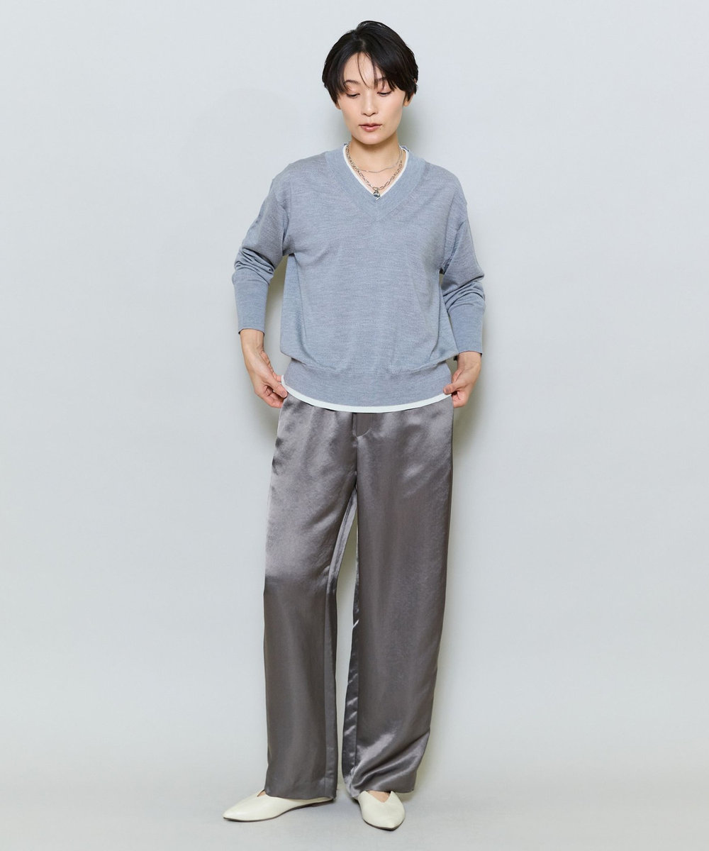 MOGA アセテートサテンコクーンシルエットパンツ モカ