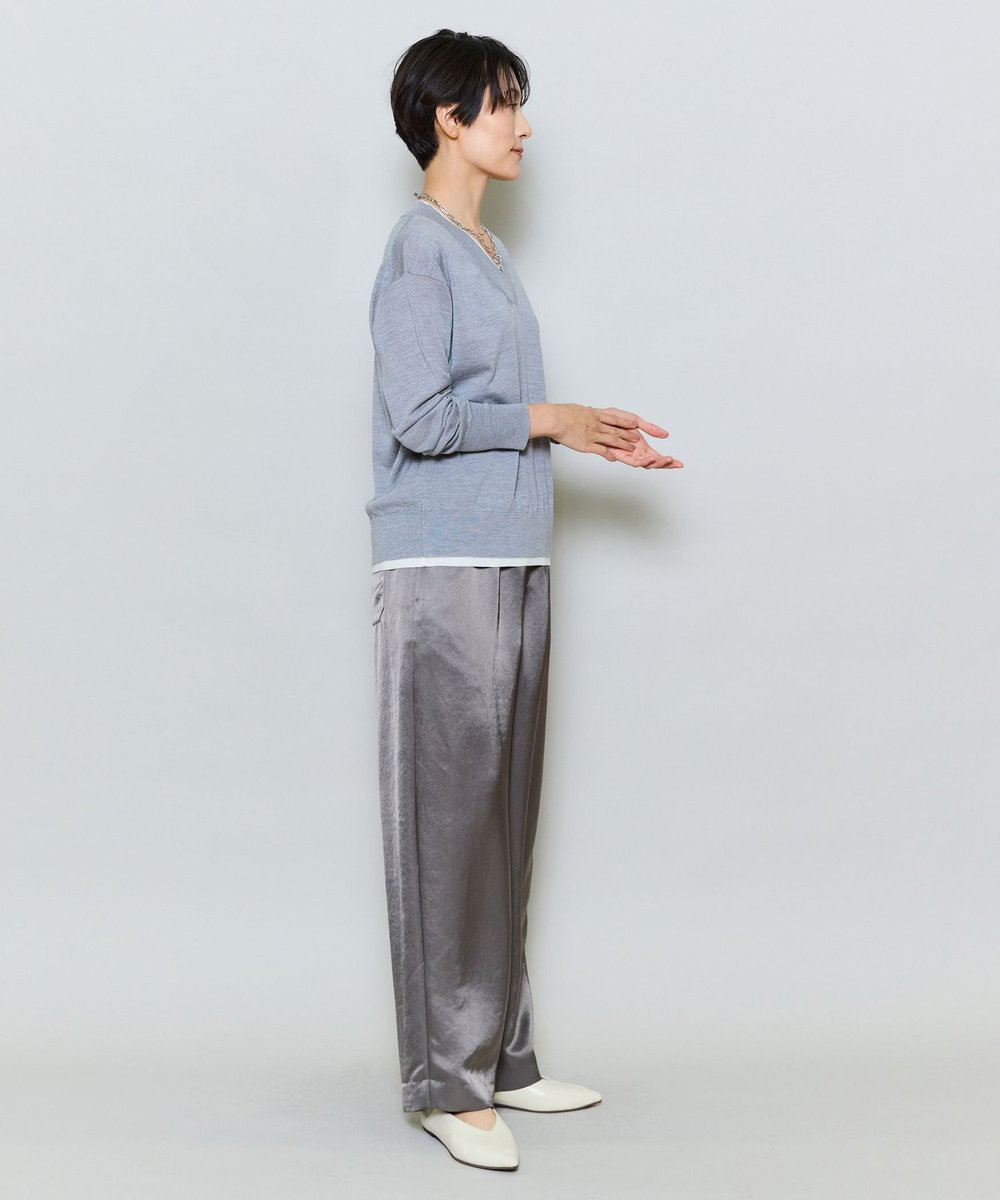 MOGA アセテートサテンコクーンシルエットパンツ モカ