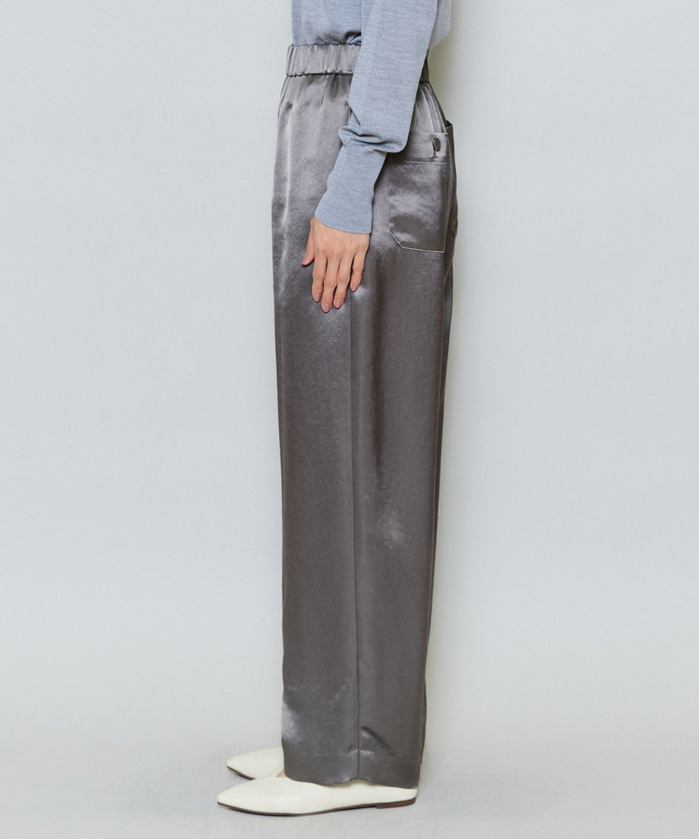 MOGA アセテートサテンコクーンシルエットパンツ モカ