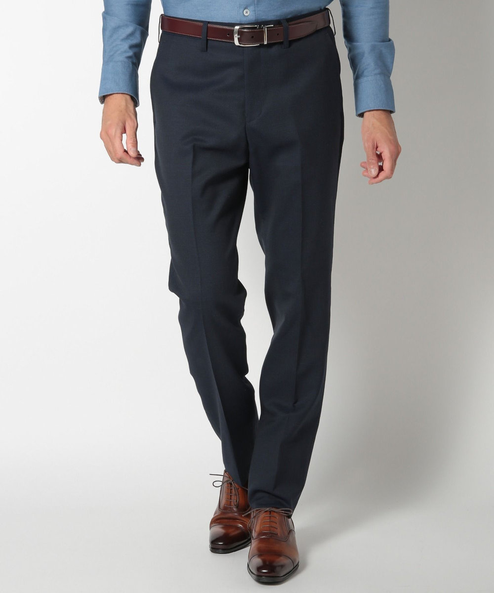 MEN'S BIGI ドビー柄スリムフィットスーツセットアップ ネイビー