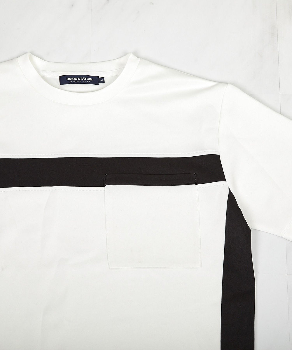 UNION STATION 【接触冷感】キシリトールパネル切り替えポンチTシャツ ホワイト