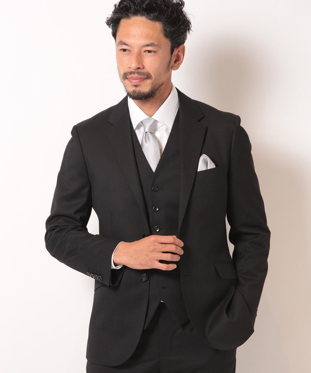 MEN'S BIGI シェブロンジャカードリバーシブルベスト＜同素材スーツあり＞ ネイビー