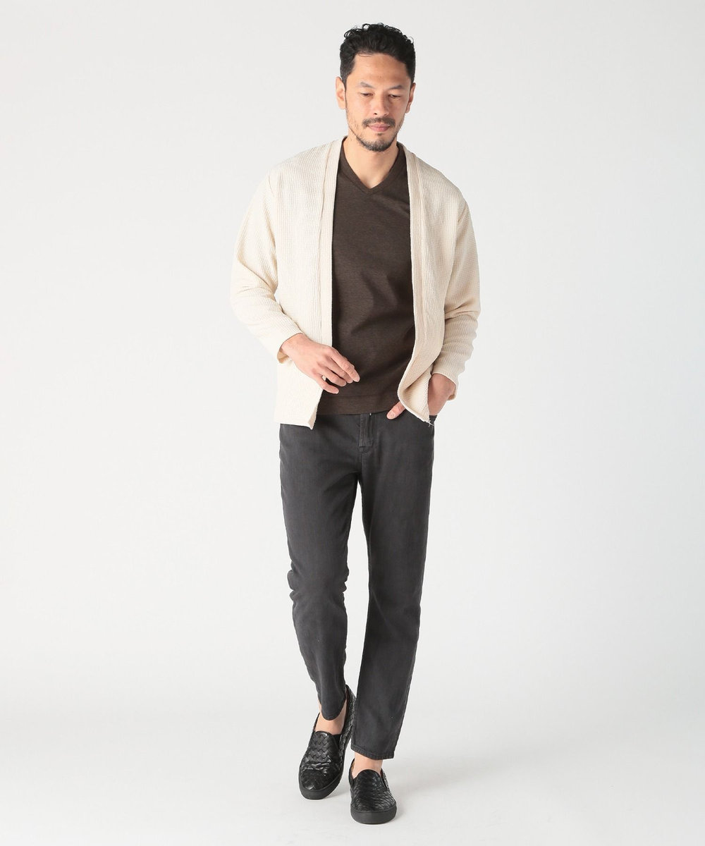 MEN'S BIGI ワッフルシアサッカー素材カーディガン オフホワイト