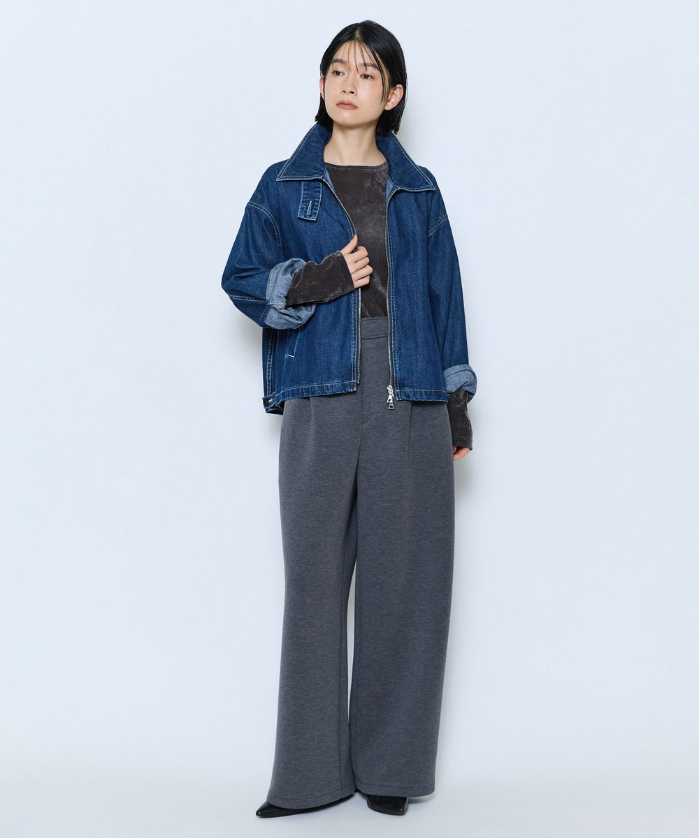 feerique feerique メッシュベロアプルオーバー チャコールグレー