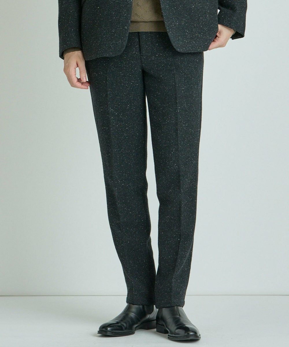 MEN'S BIGI シルクネップウール絡みイージーパンツ ブラック