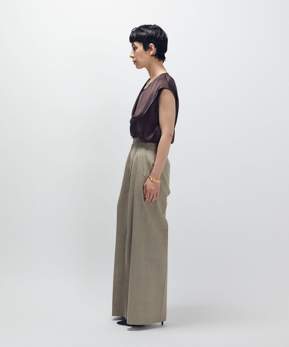 1er Arrondissement サテンドレープブラウス ブラウン