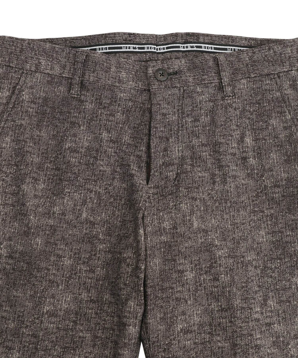 MEN'S BIGI 【ACTIVE TAILOR/アクティブテイラー】ヒートパフォーマーツイード調プリントスラックスパンツ ブラウン
