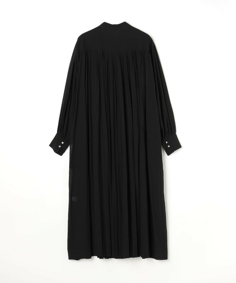 LOISIR エステルコットンシフォンプリーツ使いワンピース ブラック