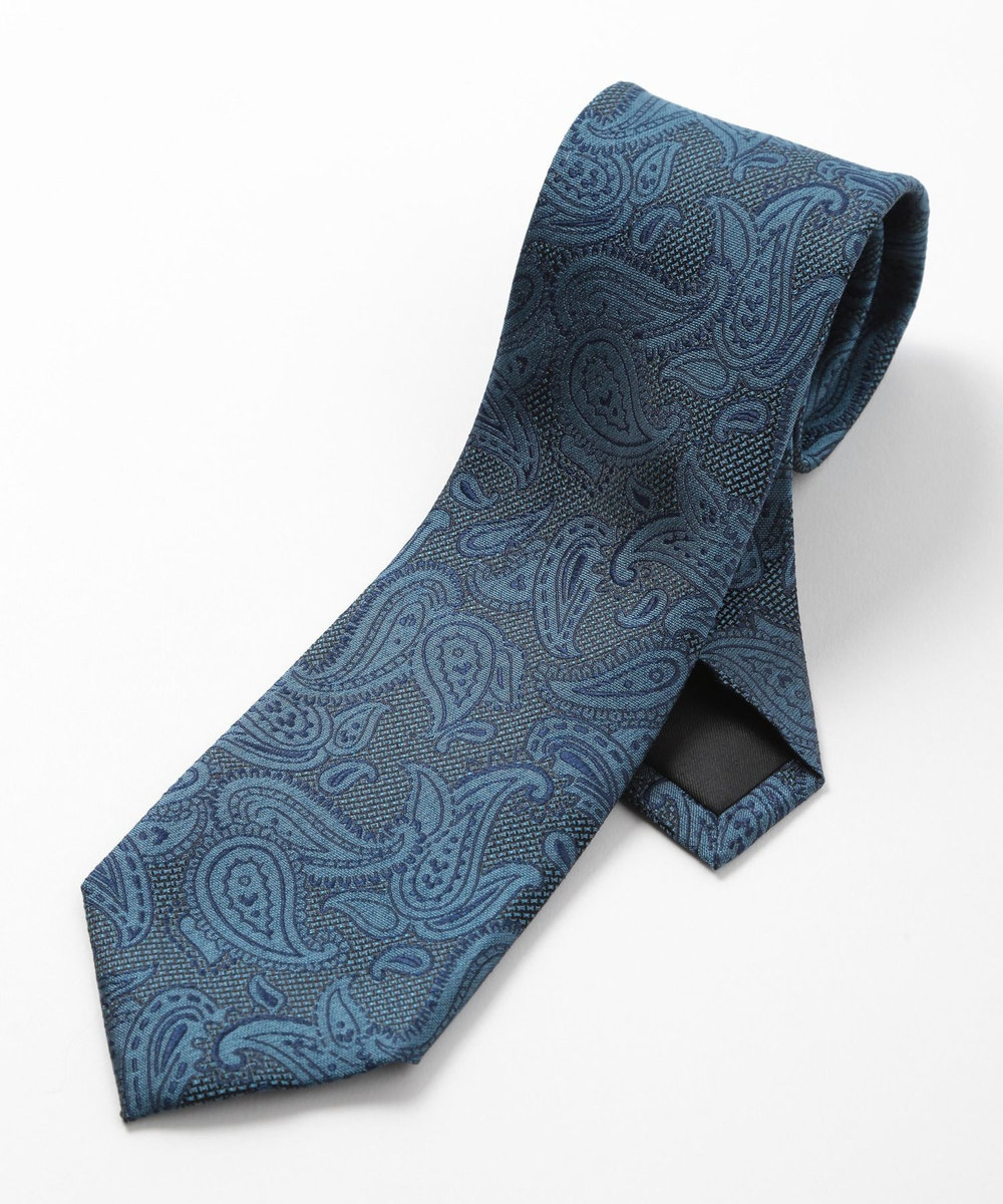 MEN'S BIGI 【TIE YOUR TIE(タイユアタイ)】ヴィンテージペイズリー柄ネクタイ ターコイズブルー