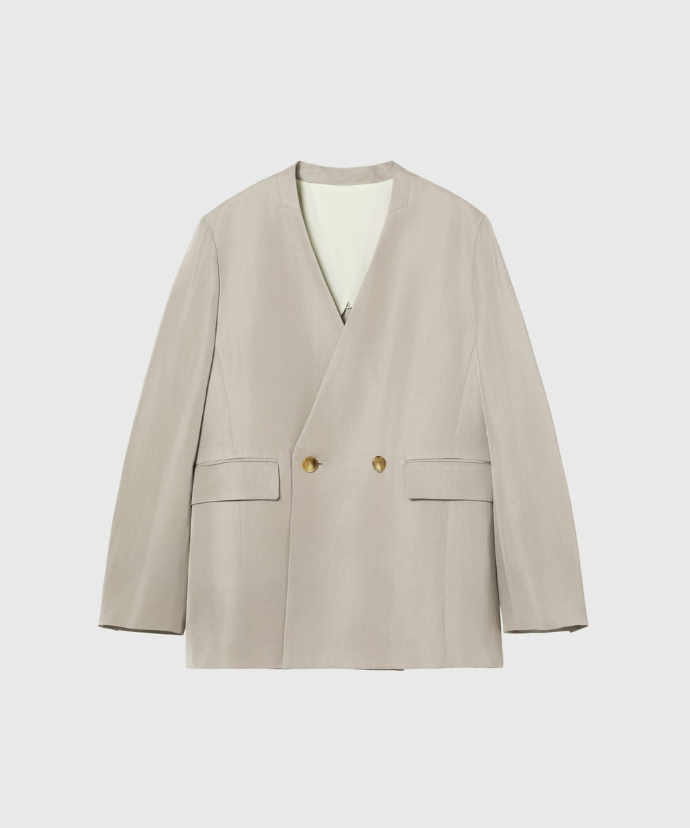 DÉPAREILLÉ TRIACETATE LINEN NO COLLAR JACKET / トリアセテートリネンノーカラージャケット ベージュ