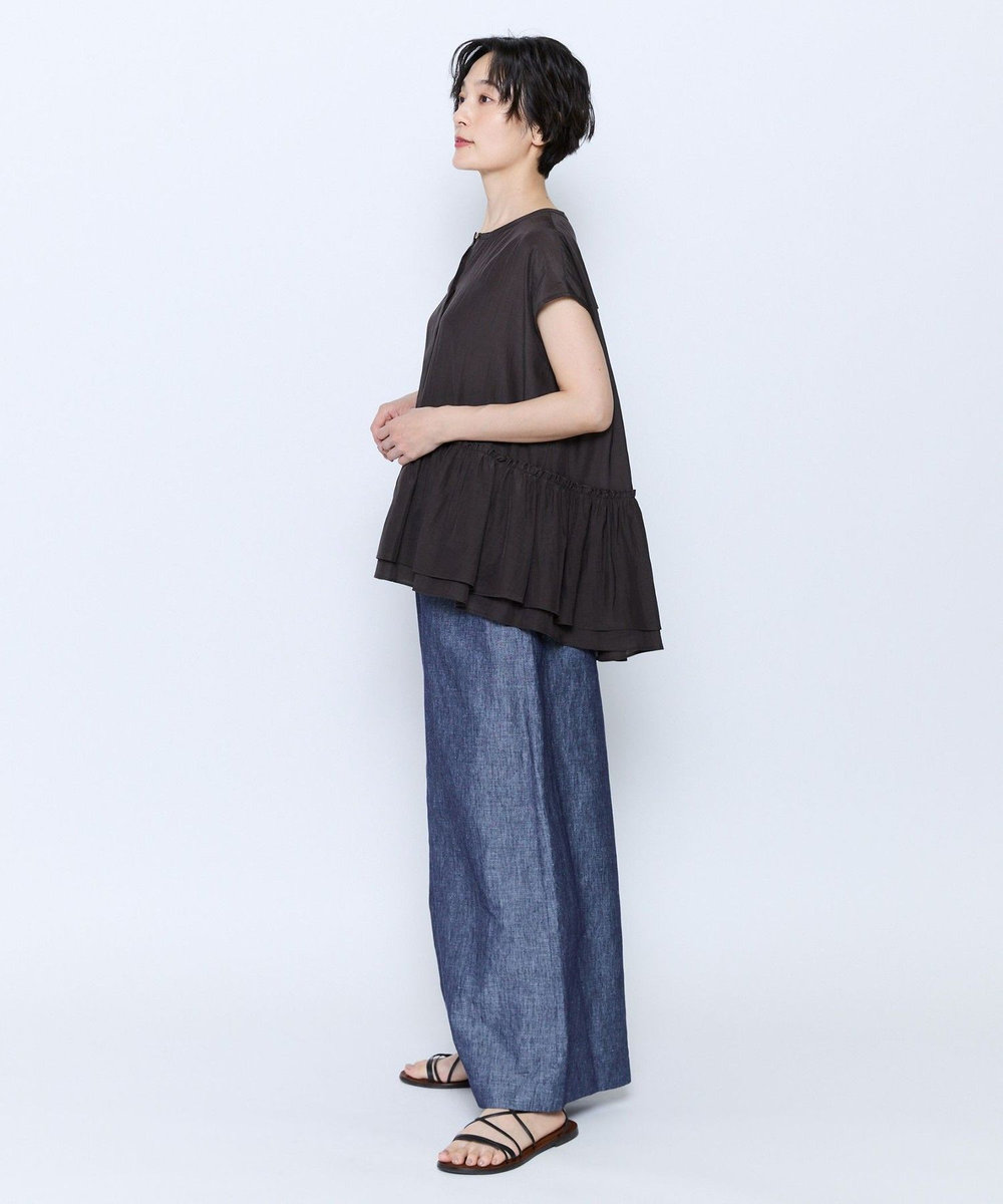 feerique feerique トリアセローンギャザーブラウス ダークブラウン