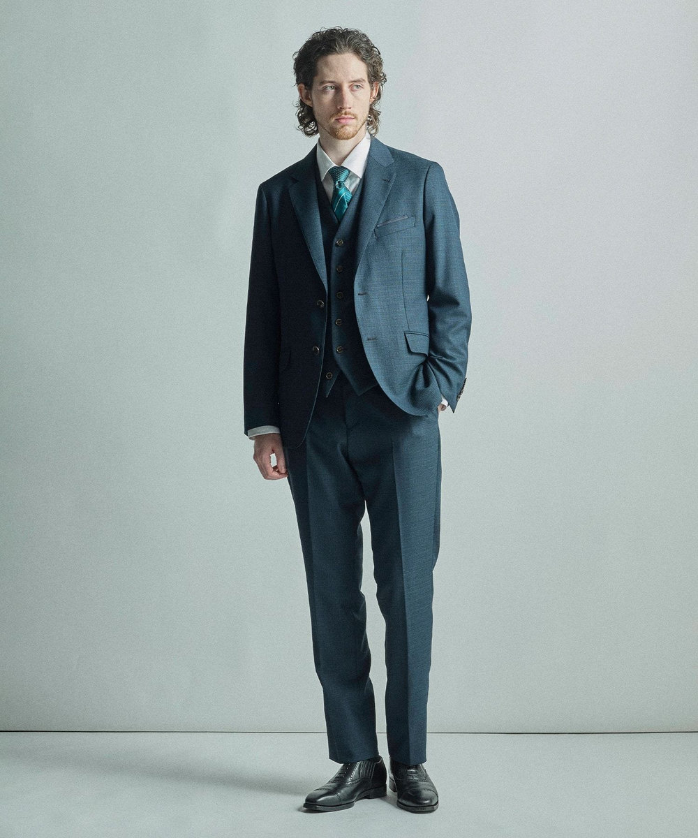 MEN'S BIGI ミックスヤーン/ホップサックテーラードジャケット グリーン