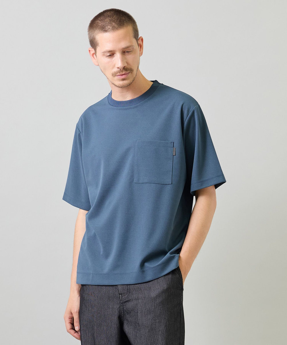 UNION STATION 梨地ポンチポケットTシャツ＜ストレッチ・マシンウォッシャブル＞ ブルー