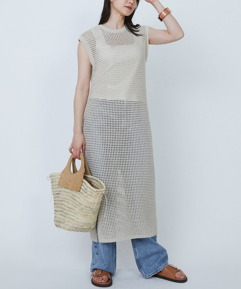 1er Arrondissement メッシュタンクワンピース ベージュ