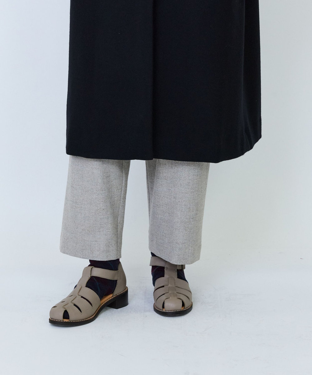 LOISIR ウールメルトンVネックコート ブラック