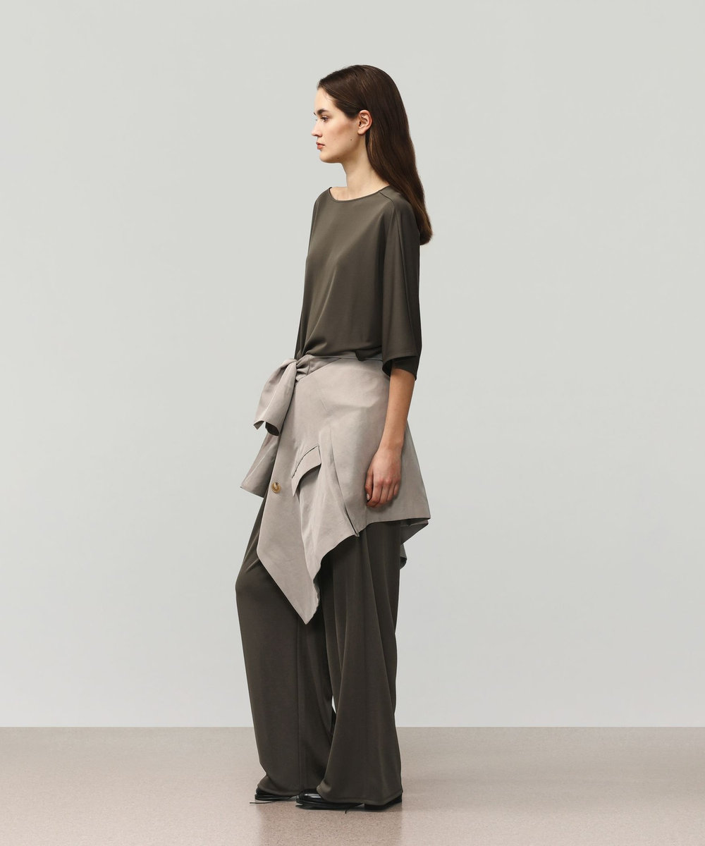 DÉPAREILLÉ TRIACETATE JERSEY BIG TEE / トリアセテートジャージービッグT グレイッシュベージュ