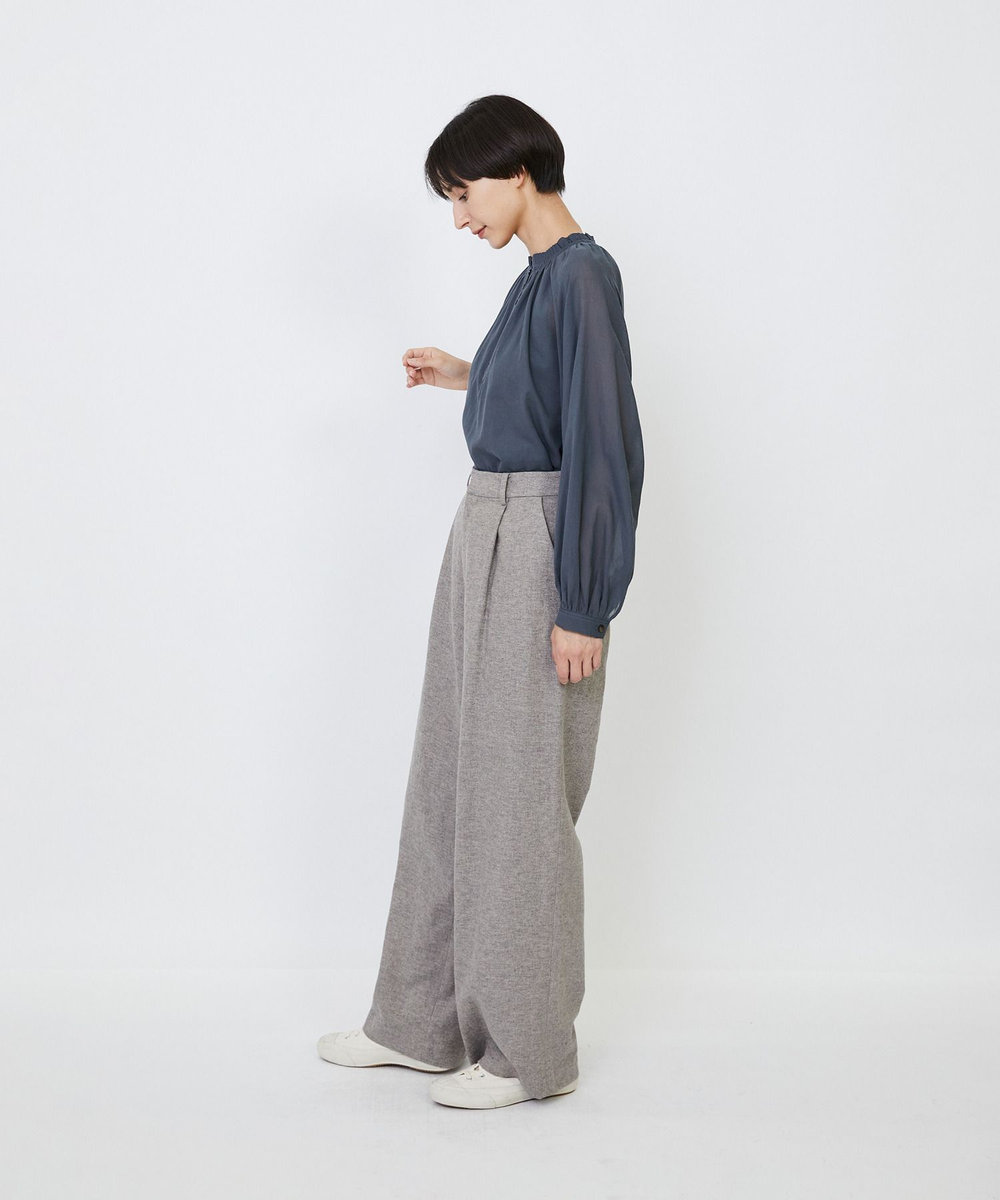 LOISIR 【MTサイズ有り】ギャバジンストレートパンツ グレー