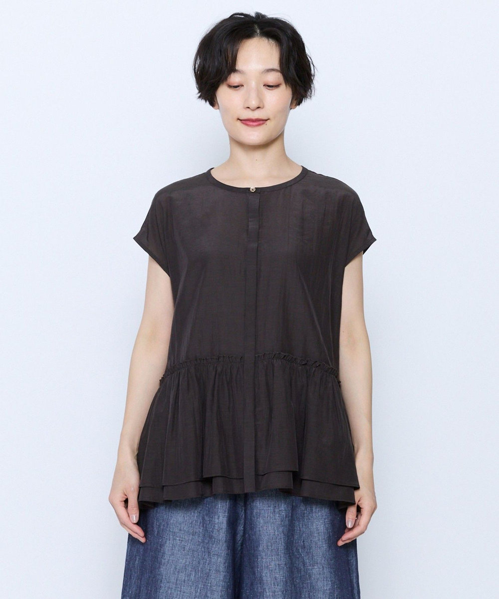 feerique feerique トリアセローンギャザーブラウス ダークブラウン