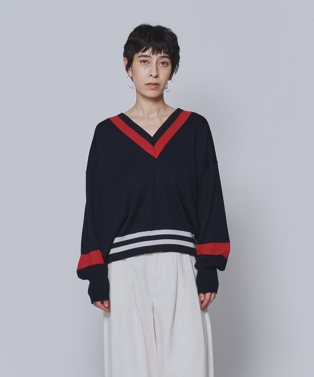 1er Arrondissement ＜tricot de papa（トリコ・デ・パパ）>スクールニットプルオーバー ネイビー