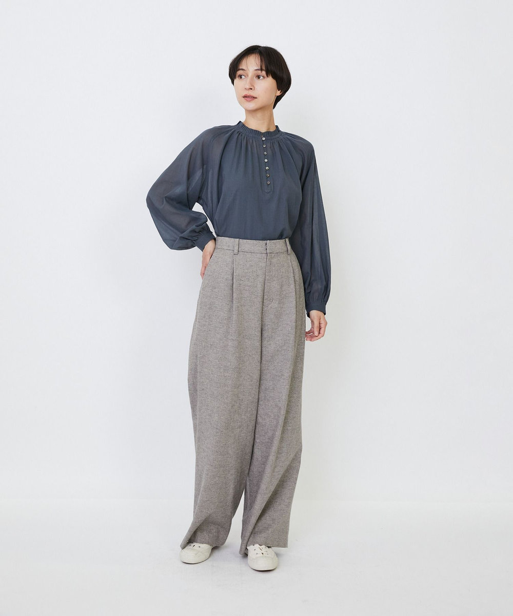 LOISIR 【MTサイズ有り】ギャバジンストレートパンツ グレー