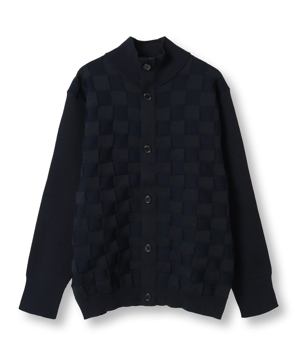 MEN'S BIGI 【ACTIVE TAILOR/アクティブテイラー】リンクスブロックジャカードカーディガン ネイビー