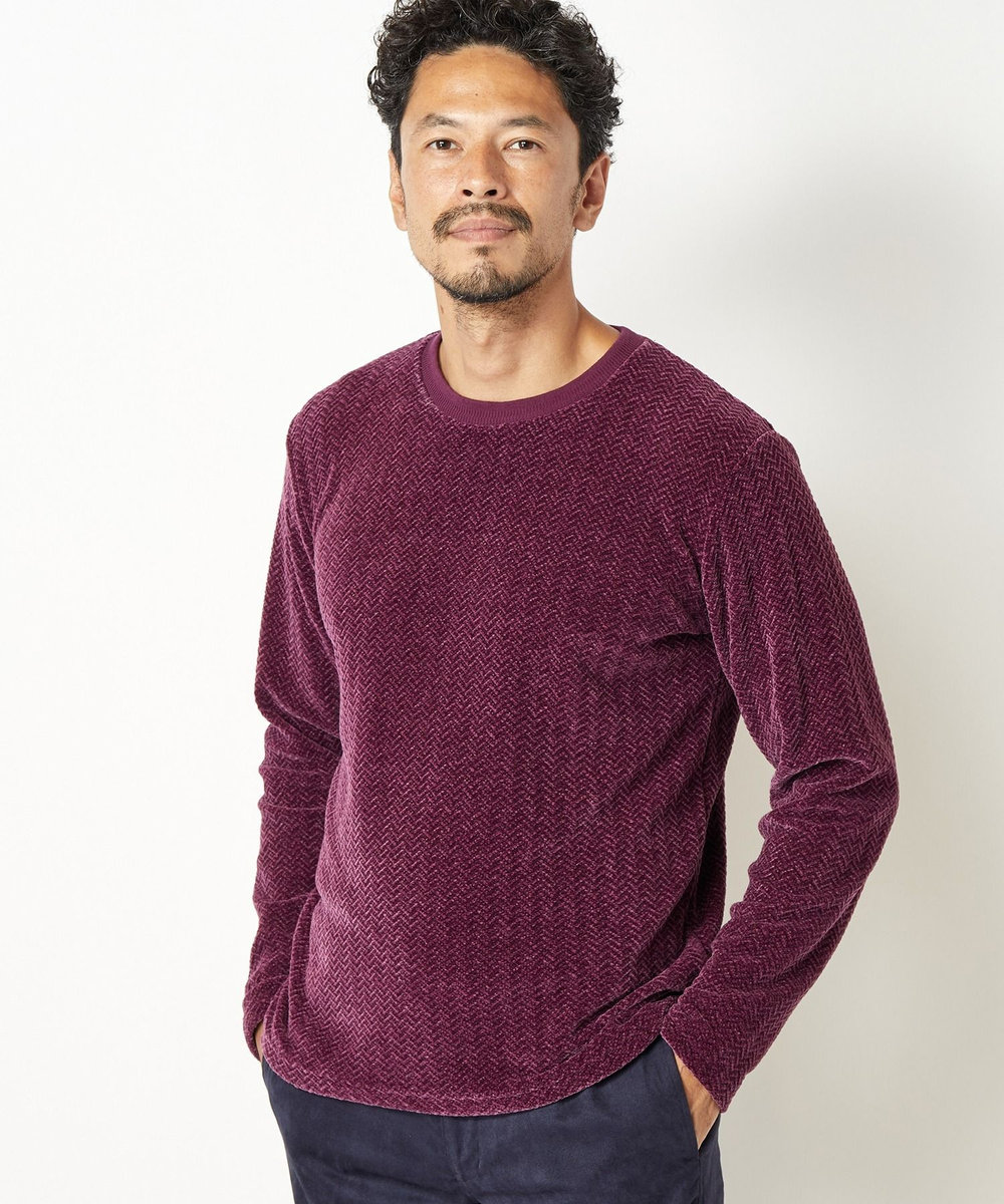 MEN'S BIGI モールジャガードクルーネックカットソー パープル
