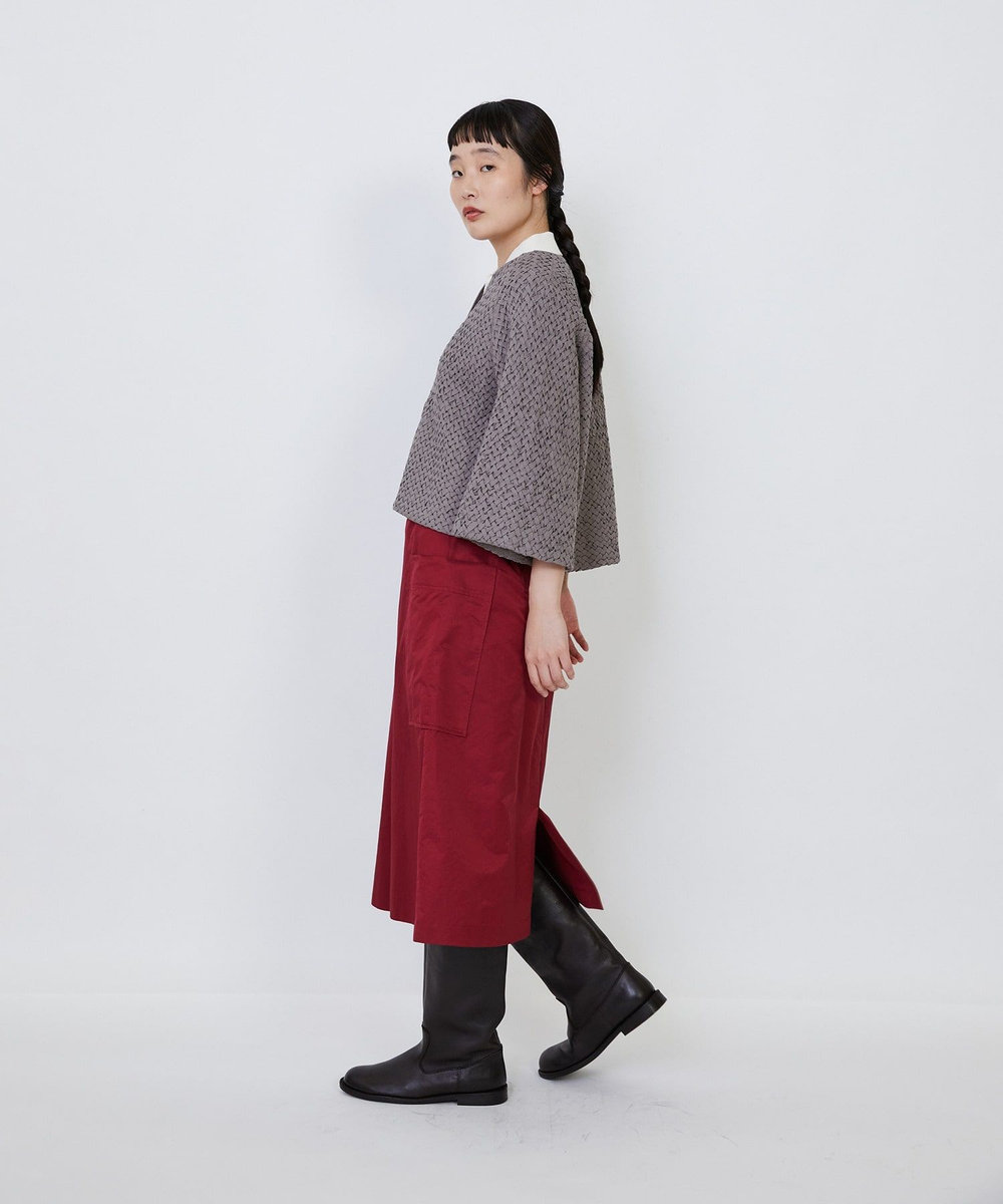 LOISIR インドコットンポプリンハンドスモッキングブラウスジャケット モカ