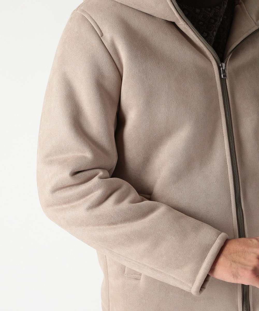 MEN'S BIGI テックレザームートンパーカー ベージュ