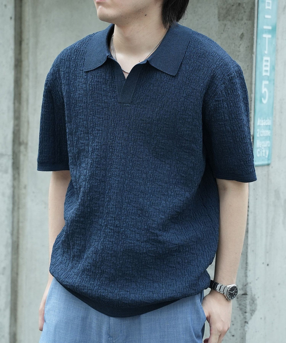 UNION STATION ＜WEB限定＞ワッシャースキッパーポロシャツ ネイビー