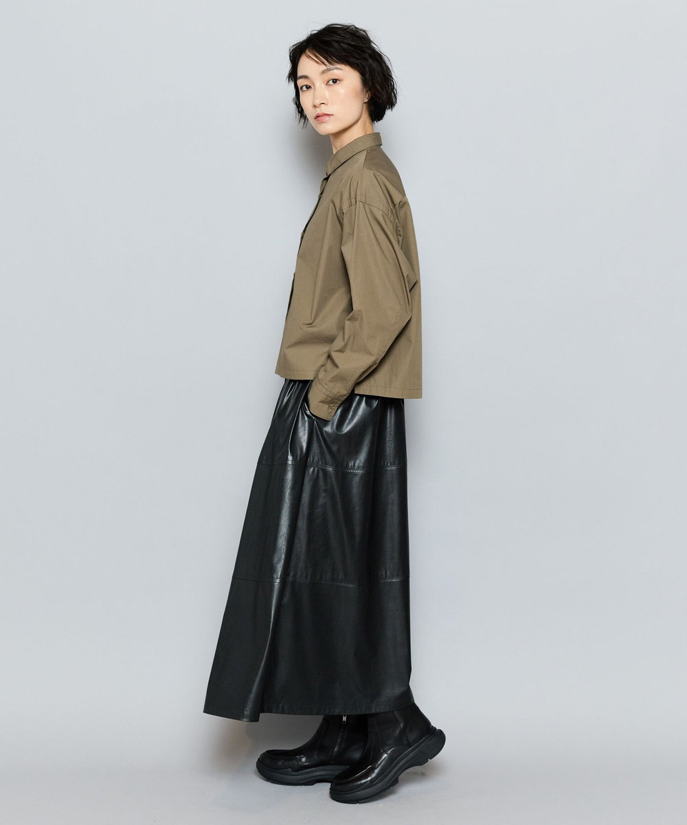 L'EQUIPE GREEN コットンタイプライタークロップドシャツ カーキ