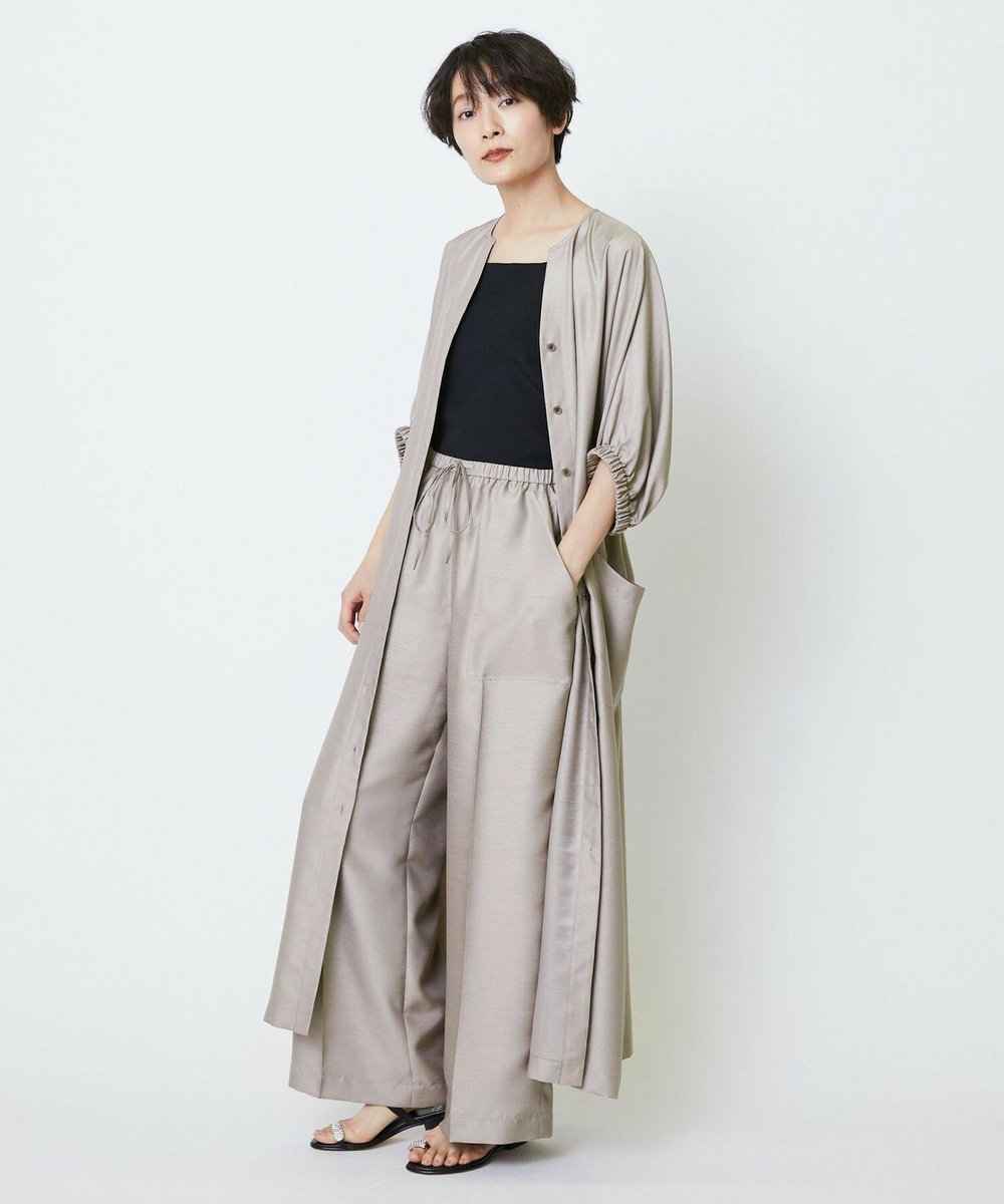 feerique feerique シャンタンワンピース グレイッシュベージュ