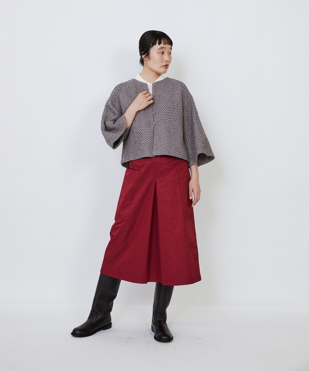 LOISIR インドコットンポプリンハンドスモッキングブラウスジャケット モカ