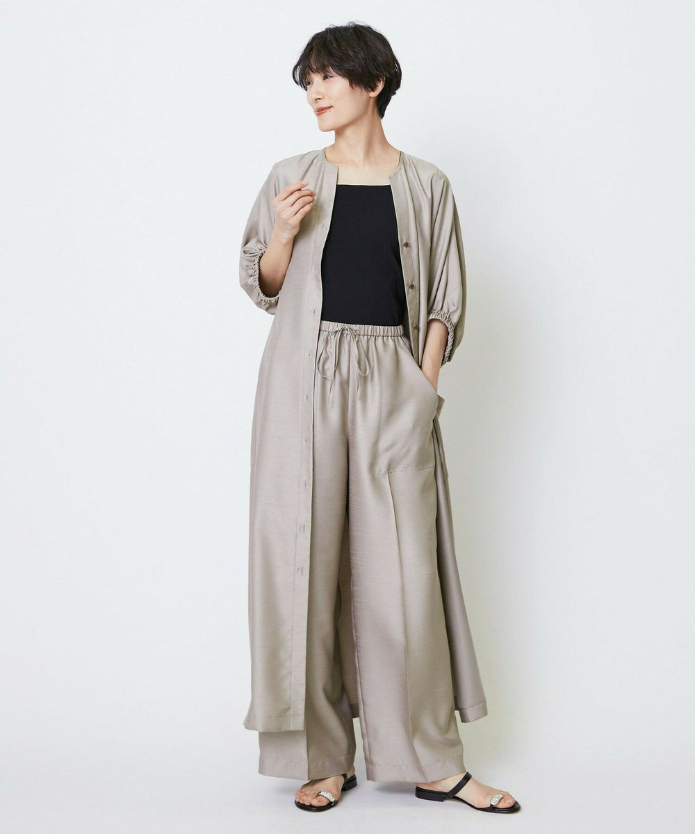 feerique feerique シャンタンワンピース グレイッシュベージュ