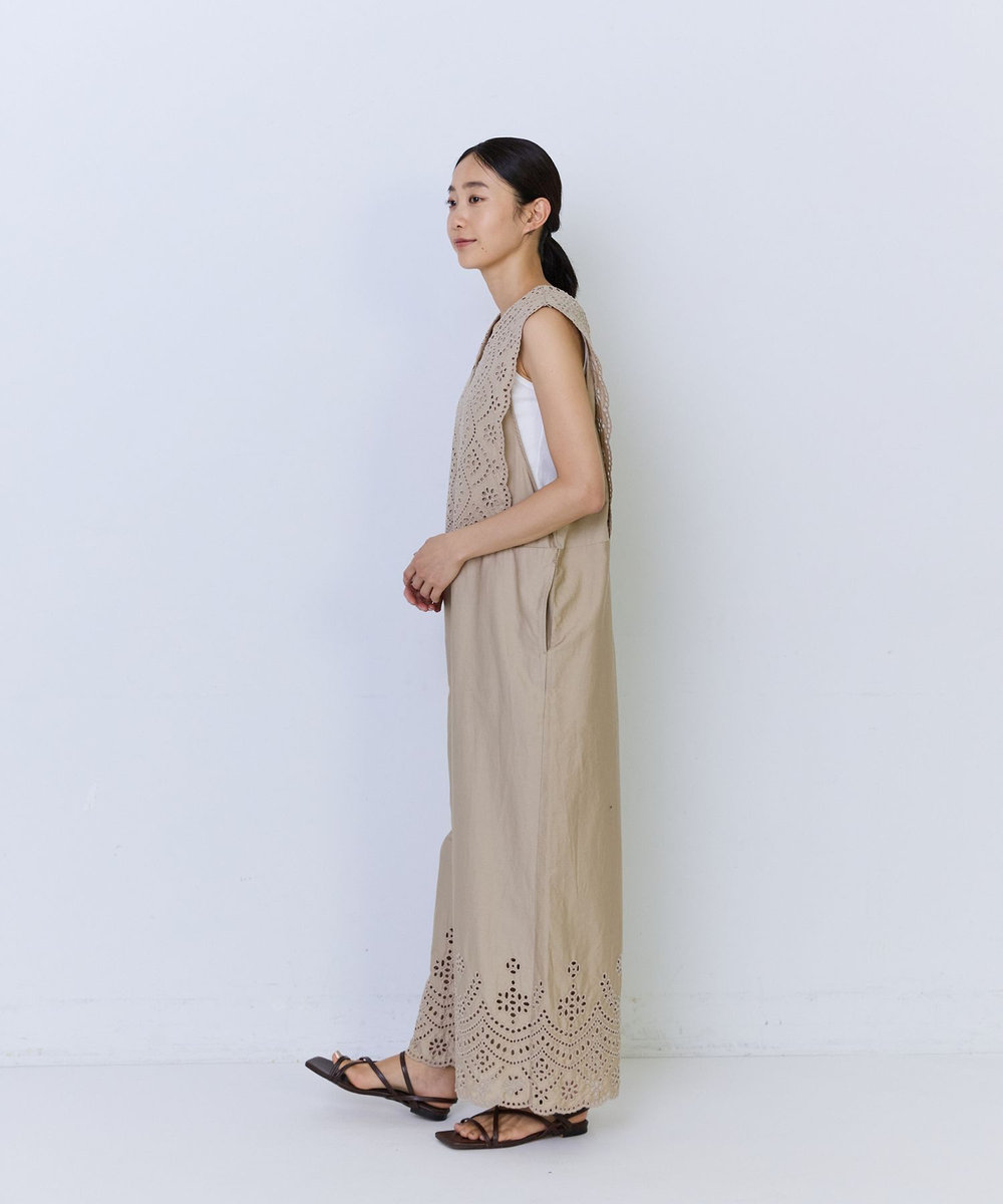 ADIEU TRISTESSE カットワーク刺繍サロペット ベージュ