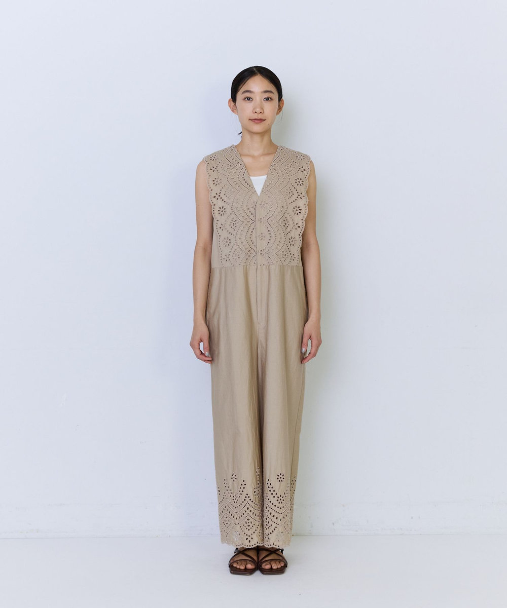 ADIEU TRISTESSE カットワーク刺繍サロペット ベージュ