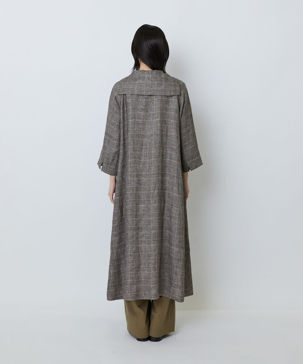 LOISIR リネンチェックセーラーカラーワンピース チェック