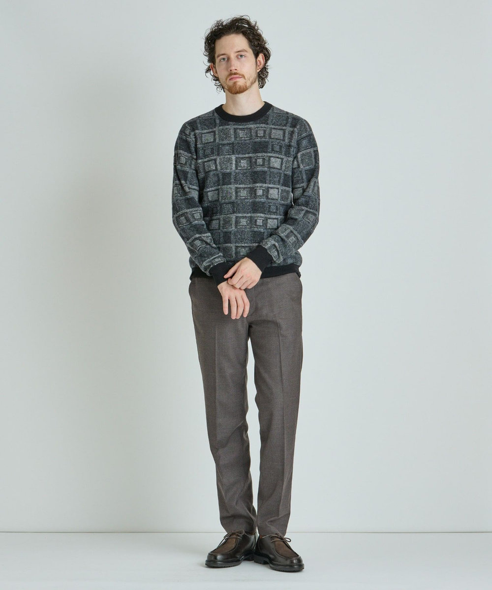 MEN'S BIGI リンクスジャカード クルーネックニット ブラック