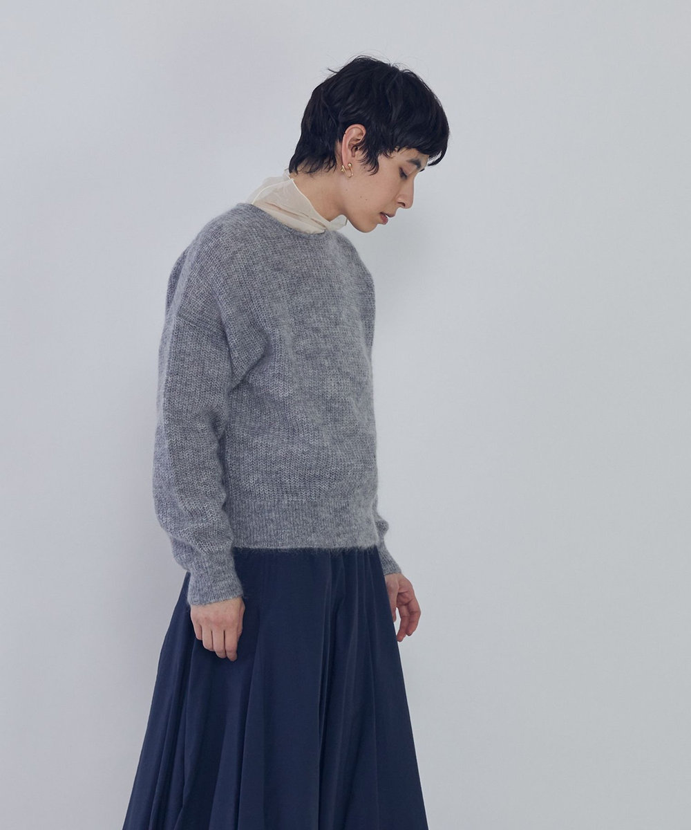 1er Arrondissement ウールモヘア畦ニットプルオーバー シルバー