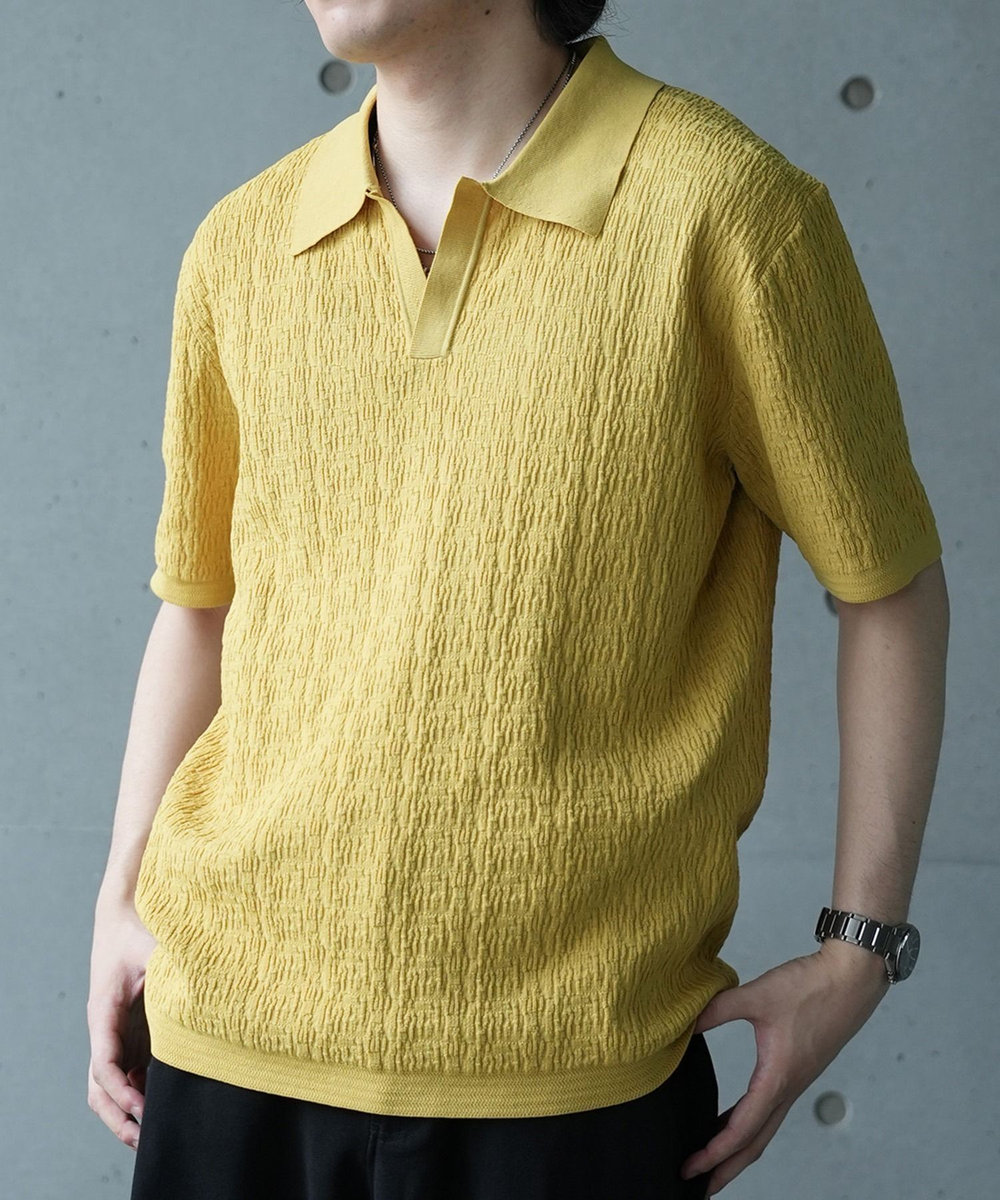 UNION STATION *WEB限定 ルーズフィットジャガードスキッパーポロ イエロー