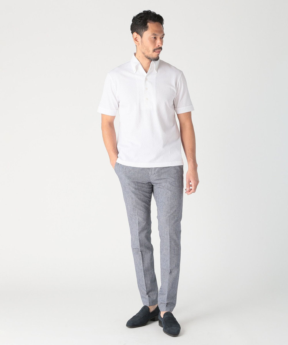 MEN'S BIGI 【ACTIVE TAILOR】サッカー織りポロシャツ<COOL MAX/吸水速乾> ホワイト