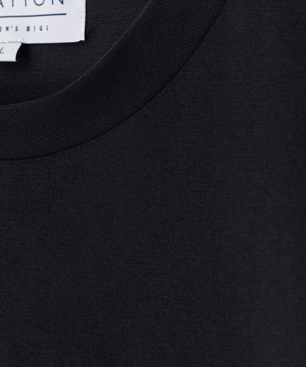 UNION STATION ペーパータッチドローコードTシャツ＜ストレッチ・速乾・マシンウォッシャブル・イージーケア接触冷感＞ ブラック