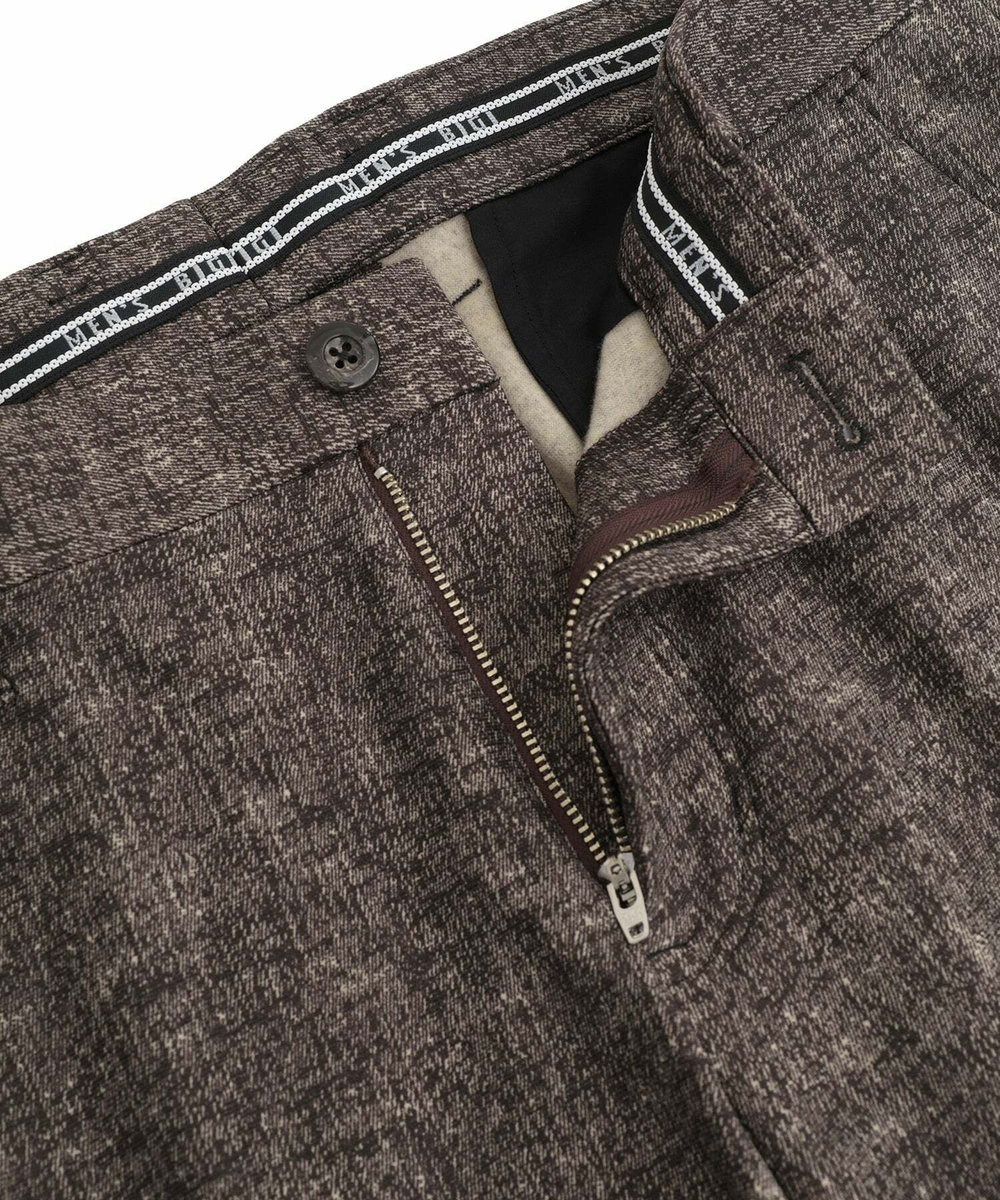 MEN'S BIGI 【ACTIVE TAILOR/アクティブテイラー】ヒートパフォーマーツイード調プリントスラックスパンツ ブラウン