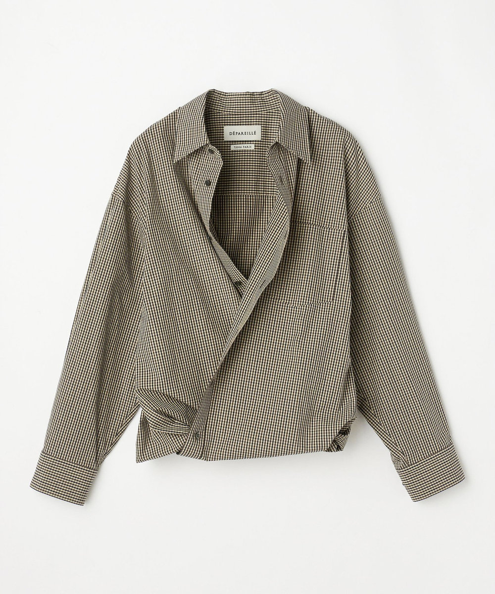 DÉPAREILLÉ CHECK BROAD BOW SHIRT / チェックブロードボウシャツ ブラウン